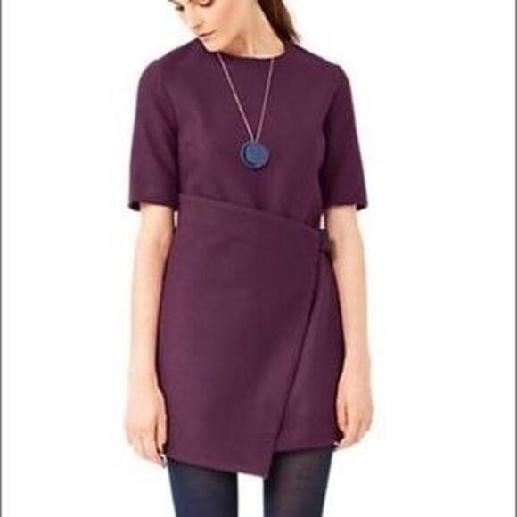 Kate Spade Saturday Black Short Sleeve Wool Blend Buckle Over Mini Dress Size 00 - Picture 1 of 10
